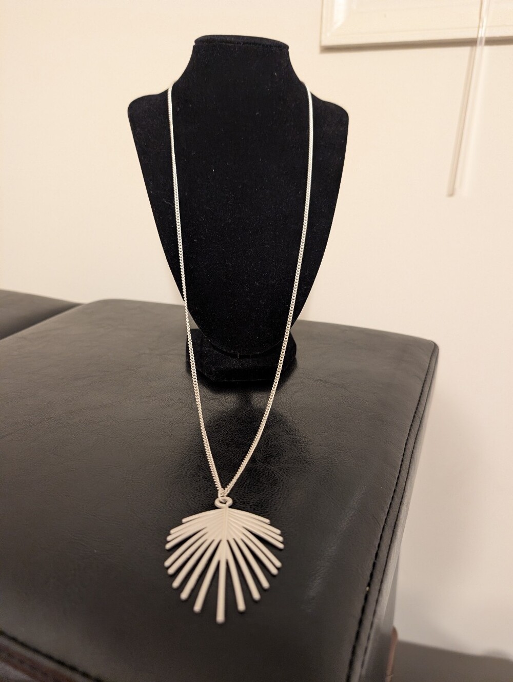 Silver Fan Pendant Long Necklace - Women Jewelry